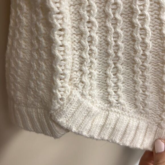 👠Gap off white cable knit cotton/wool turtleneck sweater XS - Picture 5 of 6